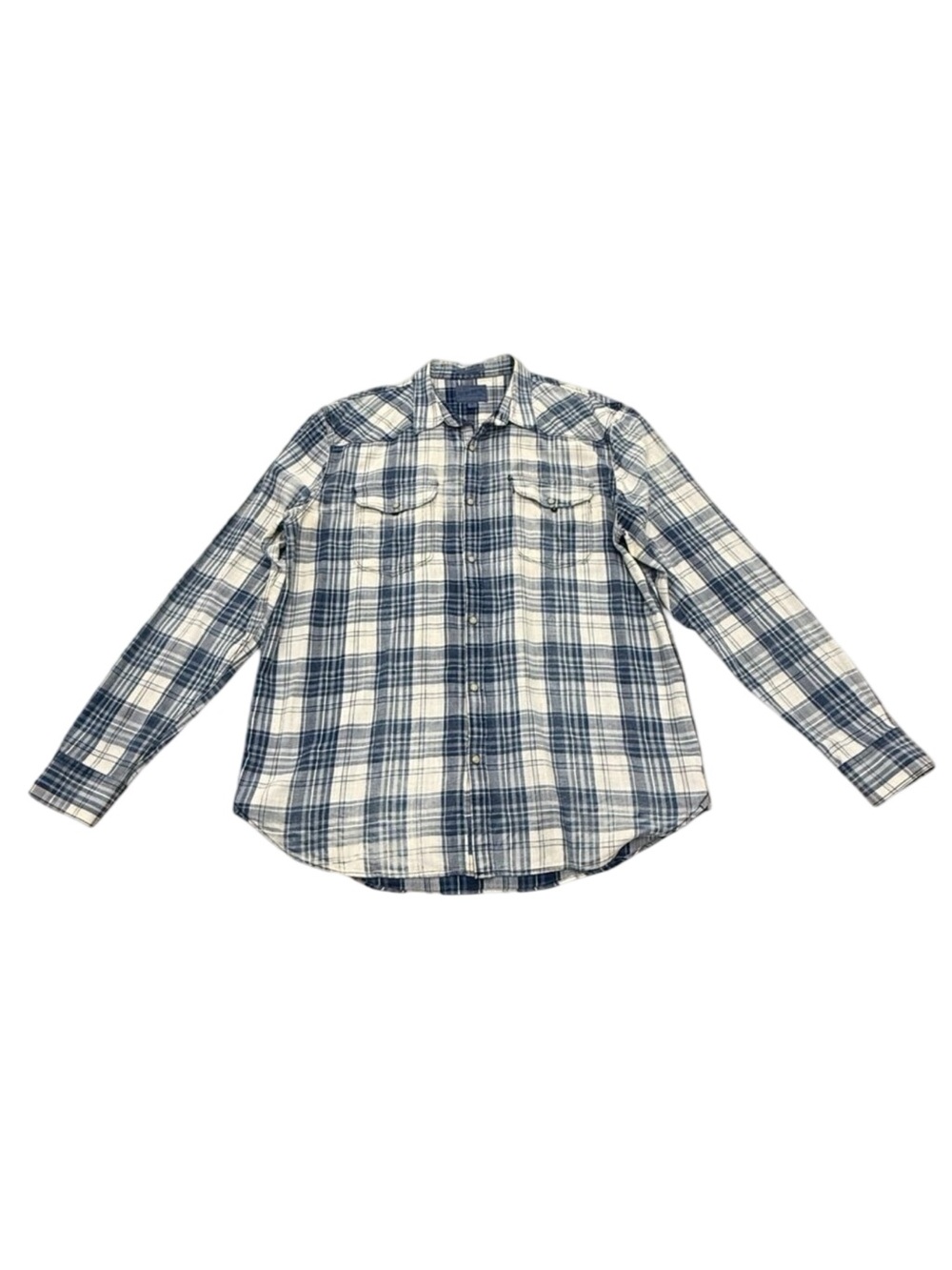 Vintage Y2K Lucky Brand Blue White Plaid Western Shirt Classic Fit